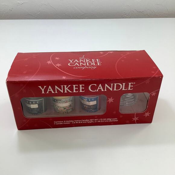 Yankee Candle Christmas holiday votive candles and holder NEW - Picture 1 of 7